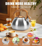 3.2Qt Stainless Steel Whistling Tea Kettle Stovetop, Silver - Image 6