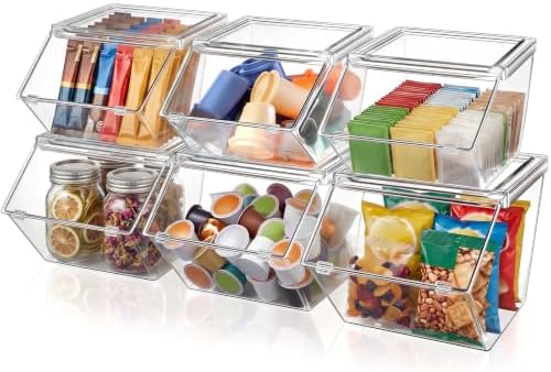 Yerliker 6 Pcs Clear Stackable Storage Bins with Lids, Large+extra Large by Yerliker