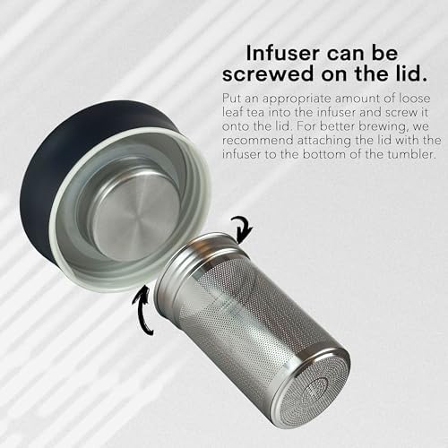 Tea Tumbler with Infuser - Double Wall Glass Travel Mug with Stainless Steel Filter - Tea Infuser Bottle for Loose Leaf Infusions and Fruit Infused Water (Classic) - Image 6