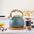 HEAGER Ceramic teapot, Stove Top Kettle, Whistling Kettle, Tea Infuser,Tea Pot, Stainless Steel Whistling Tea Kettle Stovetops Food Grade Teapot with Heat-Proof Handle - Image 6