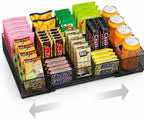 Expandable Snack Organizer, Adjustable Snack Container with 9 Compartments, Kitchen Countertop and Pantry Storage Tray for Tea Bags, Coffee Pods, Candy, and Cookies by NANAGIFTREE