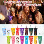 Honeydak 50 Pcs 24oz Christmas Holiday Cup Bulk, Tumbler with Straw and Lid - Image 3
