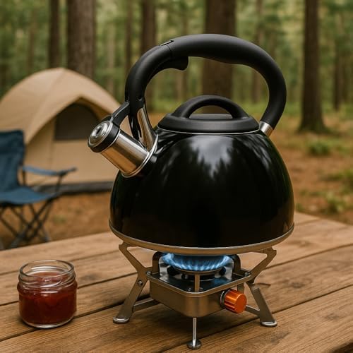 Creative Home Premium 3.5QT Stainless Steel Whistling Tea Kettle, Black - Image 4