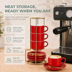 8 Ounce Cappuccino Cups Set of 4, Red - Image 5
