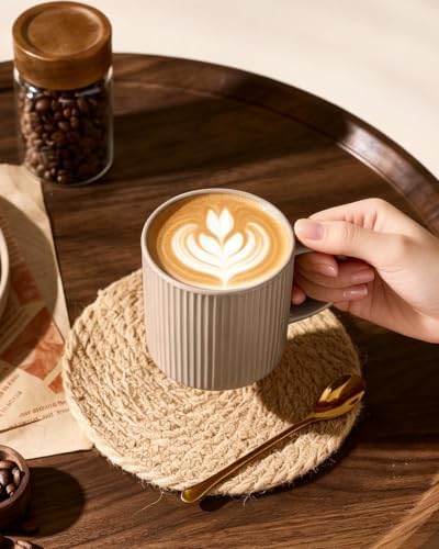 famiware Coffee Mug Set of 6, Star 12 oz Ceramic Mugs Cups Set with Handle - Image 2
