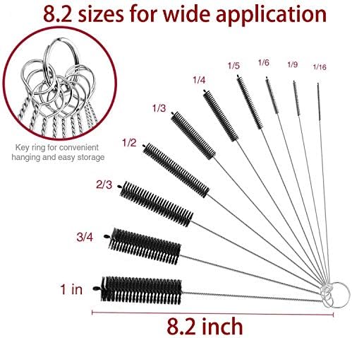 Long Straw Brush, Nylon Pipe Tube Cleaner 8.2-ihch 10 Different Diameters Set of 10 (Pack of 4) - Image 4