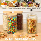Domensi 6 Pcs Vintage Glass Storage Jar 34 oz Airtight Food Storage Containers with Bamboo Lid Kitchen Storage Sealed Jar Glass Vintage Canisters for Kitchen Counter, Pantry, Coffee Bean, Grains, Tea - Image 4