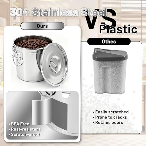 304 Stainless Steel Airtight Food Storage Containers 3.17gal/12L with Locking Lids & Clips Large Kitchen Jar for Rice, Flour, Sugar, Grain, Coffee Beans - Image 7