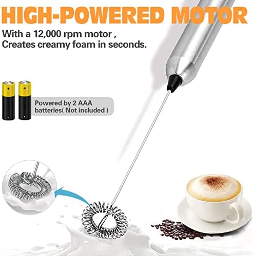 Stainless Steel Electric Milk Frother Handheld for Drink Mixer, Latte, Coffee, Foam and Cappuccino Maker - Image 4