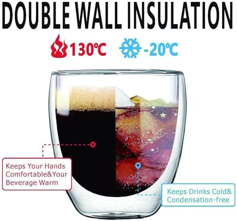 12oz Glass Coffee Mugs Set of 4, Double Walled Espresso Cups for Latte Cappuccino Cocoa Milk Cafe Juice, Clear Glass Tea Cup Set Glassware Gift for Christmas Birthday (12oz-4Pack) - Image 4