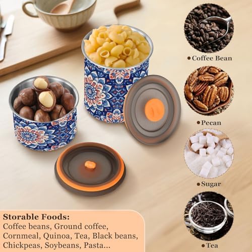 Stainless Steel Coffee Storage Containers with Airtight Lid, Hippy Boho Mandala Flower 17oz Food Storage Container Kitchen Canister for Tea, Coffee Beans, Ground, Sugar Storage - Image 5