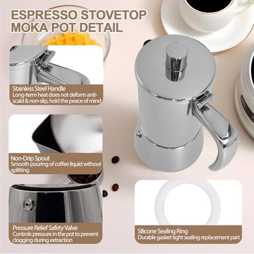 304 Thickened Stainless Steel Uncoated 12 Cup Moka Pot - Image 6