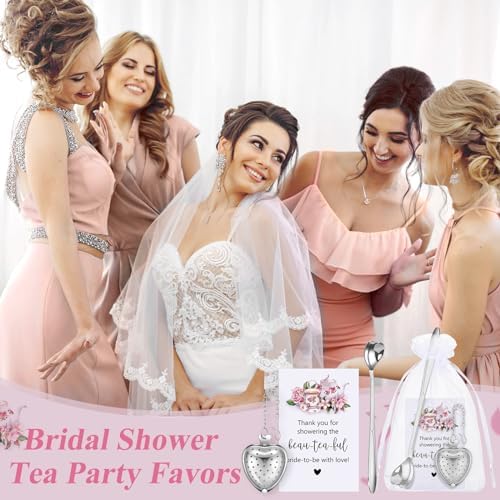 Qinyoung 50 Sets Bridal Shower Tea Party Favors for Guests, Silver - Image 7