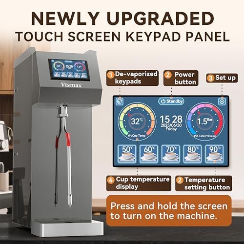 Commercial Milk Frother and Steamer 2000W, 6 Temp Settings, Grey - Image 2