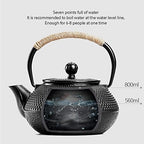 Cast Iron teapot,Classic Tea Kettle,Tetsubin Japanese Cast Iron Teapot Cup Set Tea Kettle Maker Tetsubin with Kettle Fork and Kettle Mat(Size:1200ml) - Image 4