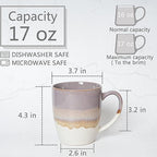 Bosmarlin Ceramic Coffee Mug Set of 4, 17 Oz, Coffee Cups with Big Handle, Microwave Safe, Unique Reactive Glaze - Image 2