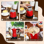 6 Cup Electric Espresso Coffee Maker 300ml Aluminum,Red - Image 5