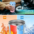 Honeydak 5 Pack Travel Coffee Mugs 12oz Insulated Coffee Cup with Lid Stainless Steel Vacuum Gradient Colorful Tumbler Reusable Leakproof Travel Cups for Hot & Cold Drinks - Image 5