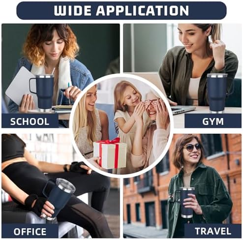 20 oz Tumbler with Handle Stainless Steel Insulated Coffee Mug Tumbler with Lid and Straw Double Wall Vacuum Insulated Coffee Mug Leak Proof Travel Mug Tumbler for Hot and Cold Drink (Navy Blue,4pack) - Image 7