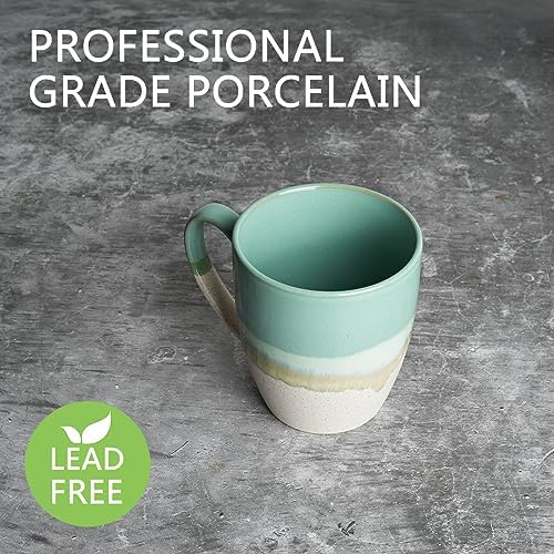 Bosmarlin Ceramic Coffee Mug Set of 4, 17 Oz, Coffee Cups with Big Handle, Microwave Safe, Unique Reactive Glaze - Image 3
