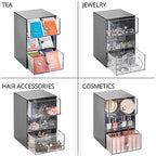 mDesign Plastic Wide Kitchen Pantry, Cabinet, Countertop Organizer Storage Station, 3 Drawers for Coffee, Tea, Sugar Packets, Sweeteners, Creamers, Drink Pods, Packets; 18 Sections, Dark Gray/Clear - Image 6