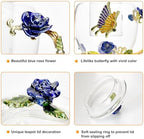 46oz/1300ml Enamel Glass Teapot With Rose Flower Butterfly And Gold Edge,Blue Rose Teapot With Infuser And Lid For Mom,Women,Mother,Birthday - Image 7
