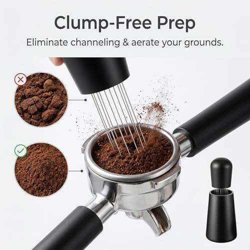 5PCS 58mm Espresso Accessories Kit, Espresso Tamper, WDT Tool, Coffee Distributor, Puck Screen and Dosing Funnel, Fits 58mm Machines and Portafilters - Image 4