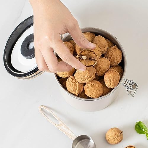 Stainless Steel Airtight Jar Container with Calendar Setting, Storage Canister Wooden Lid With Scoop For Coffee Beans Tea Nuts Pasta 1.8L (Green) - Image 6