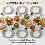 Premium Oval Faux Leather Placemat & Coaster Set with Innovative Cork-Look Printed Base，4/6/8-Piece Sets & 8 Colors，Non-Slip Dining Table Mats for Kitchen Dining - Image 7