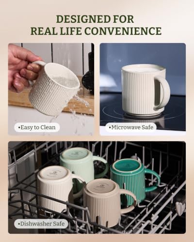 famiware Coffee Mug Set of 4, Star 12 oz Ceramic Mugs Cups Set with Handle - Image 7