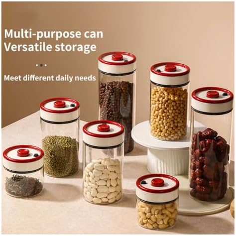 Vacuum Sealed Press Type Coffee Bean Storage Can Glass Canister Durable Tea Preservation Evacuated Storage Bottle for Home Use(1800ML C4533D) - Image 3