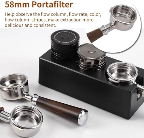 58mm Bottomless Portafilter,3 ears 58mm Portafilter Stainless Steel portafilters and Walnut wood Handle Espresso Machine Accessories (#2) - Image 2