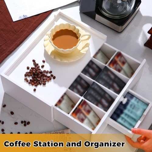Cinnvoice Tea Bag Organizer Wooden Tea Storage Box, White - Image 6