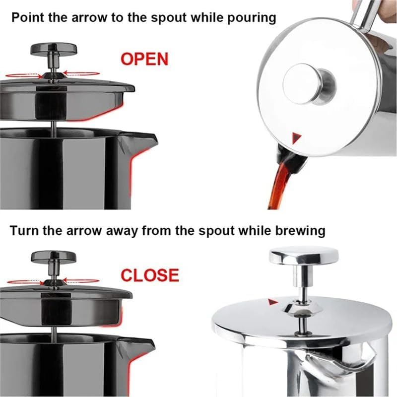 Tea Brewing Brewer Coffee Press Stainless Steel Double Wall Insulation 600ML French Press Maker - Image 6