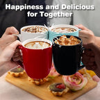 Large Ceramic Coffee Mugs Set of 6 16oz(475ml) Tea Cups Idea Gifts Black - Image 5