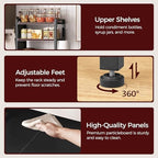 MAHANCRIS Bakers Rack with Mini Fridge Shelf, 3-Tier Microwave Stand, Coffee Bar Station with Paper Holder, Freestanding Kitchen Storage Rack, for Kitchen, Black BRBK5401 - Image 5