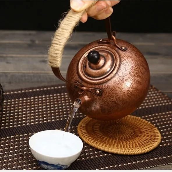 Tea Pots For Loose Tea 750ml Chinese Traditional Copper Kettle, Coffee Pot, Loose Tea Teapot, Retro Tea Teapot, Chinese Tea Ceremony Supplies Tea Infuser Pot(Bronze color) - Image 2