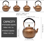 50.7oz Elegant Chinese Style Copper Tea Kettle For Stovetop, Non-Coating Pure Copper Teapot with Stainless Steel Infuser For Loose Tea, Large and Solid Tea Pot(1500ml) - Image 5