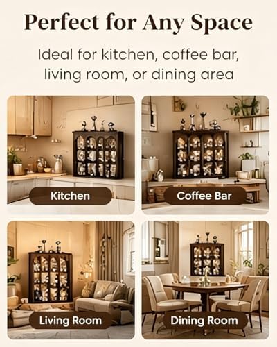 Mug Shelf, Coffee Mug Shelf for Wall, Coffee Cup Display Shelf, Vintage Wall-Mounted Curio Case, Countertop Solid Wood Cup Rack for Living Room or Kitchen - Image 7