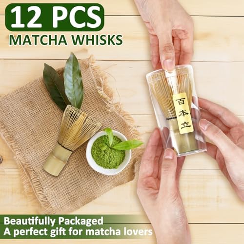 LemonRoad 12 Pcs Matcha Whisk Bulk 100 Prong Bamboo Whisk for Matcha Powder Traditional Japanese Chasen Handcrafted Organic Bamboo Stirrer Mixer Brush Authentic Ceremonial Tea Preparation Starter - Image 2