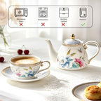 KAMMAK Tea for One Set, Ceramic Teapot, Bone China Tea Set, Cup and Saucer - Image 6