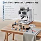 Professional 20 Bar Espresso Machine with Built-In Grinder - Image 7