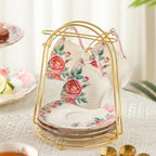 15 Piece British Bone China Tea Cup Sets, Elegant red Rose Pattern, Cups and Saucers Service for 4, with Teapot Sugar Bowl Cream Pitcher Teaspoons for Tea/Coffee, Gifts Set for Adults. - Image 4