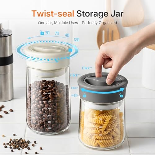 2-Pack 27oz Glass Storage Jars with Airtight Twist-Seal Lids - Image 4