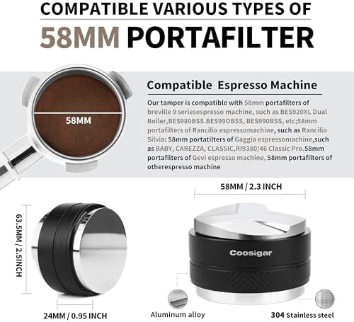 58mm Coffee Distributor and Tamper,Dual Head Coffee Leveler Fits for Gaggia E61 58mm Portafilter,Professional Espresso Hand Tamper. - Image 3