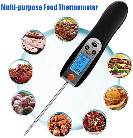 Digital Instant Read Food Kitchen Thermometer Foldable Meat Cooking Thermometer for Liquids Oil Water Deep Fry BBQ Grill Smoking Baking Milk Coffee and More with Probe for Kitchen or Outdoor, black - Image 3