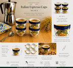 Set of 4 Hand Painted Italian Ceramic Cups 2 oz – Made in Italy Lemon Design, Artisan Pottery Shot Glasses for Espresso - Image 3