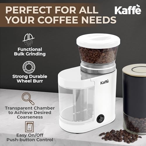 Kaffe Electric Coffee Burr Grinder - 5.5oz - White (Cleaning Brush Included) - Image 3