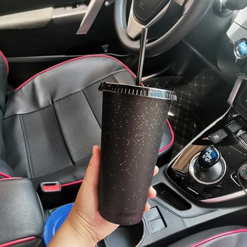 Suertestarry Tumbler with Straw and Lid,Water Bottle Iced Coffee Travel Mug Cup,Reusable Plastic Cups,Perfect for Parties,Birthdays… (Black Glitter, 36 pack) - Image 4