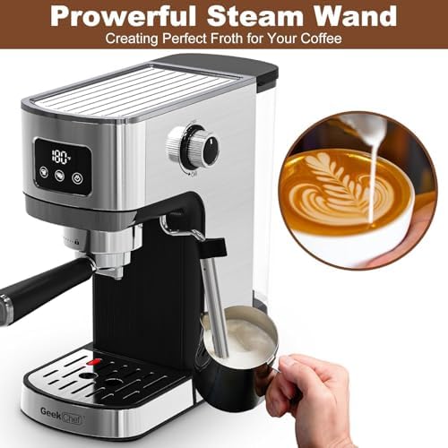 Geek Chef Espresso Machine, 20 Bar Espresso and Cappuccino Coffee Maker with Mill Frother, Cappuccino & Latte Machine for Home - Image 5